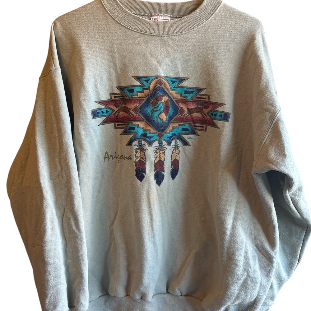 Hanes Beige Graphic Crewneck Sweater